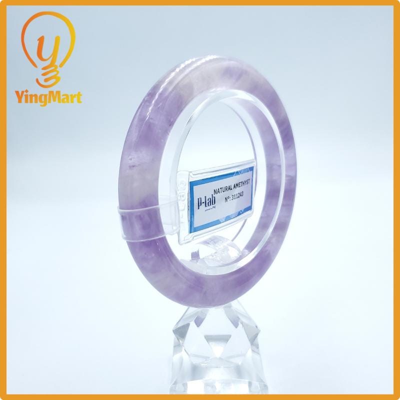 Yingmart  52mm PNJ Certified Natural Color Purple, Grey White Natural Amethyst Bangle Bracelet, Real Gemstone, Gift for Her Mom Grandma