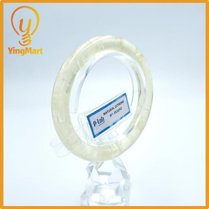 Yingmart  55mm PNJ Certified Natural Color Light Yellow Natural Citrine Bangle Bracelet, Real Gemstone, Gift for Her Mom Grandma Sister