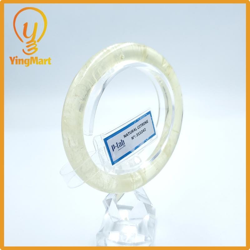 Yingmart PNJ Certified Natural Color Light Yellow Natural Citrine Bangle Bracelet, Real Gemstone, Gift for Her Mom Grandma Sister
