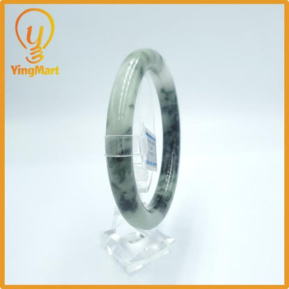 Yingmart  63mm PNJ Certified Natural Color Grey White, Brown, Grey, Black Natural Jadeite Jade Bangle Bracelet, Real Gemstone, Gift for Her