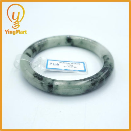 Yingmart  63mm PNJ Certified Natural Color Grey White, Brown, Grey, Black Natural Jadeite Jade Bangle Bracelet, Real Gemstone, Gift for Her