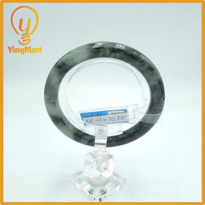 Yingmart  62mm PNJ Certified Natural Color Grey White Natural Jadeite Jade Bangle Bracelet, Real Gemstone, Gift for Her Mom Grandma Sister