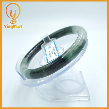 Yingmart  61mm PNJ Certified Natural Color Grey White Natural Jadeite Jade Bangle Bracelet, Real Gemstone, Gift for Her Mom Grandma Sister