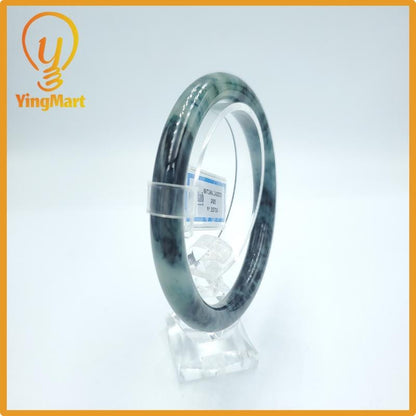 Yingmart  63mm PNJ Certified Natural Color Grey White Natural Jadeite Jade Bangle Bracelet, Real Gemstone, Gift for Her Mom Grandma Sister