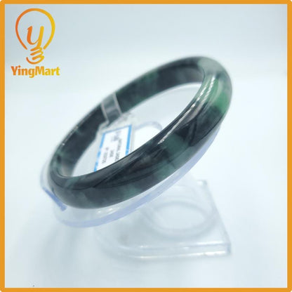 Yingmart  67mm PNJ Certified Natural Color Green White To Green Natural Jadeite Jade Bangle Bracelet, Real Gemstone, Gift for Her Mom
