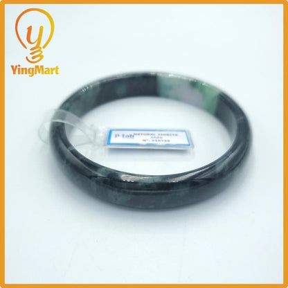 Yingmart  67mm PNJ Certified Natural Color Green White To Green Natural Jadeite Jade Bangle Bracelet, Real Gemstone, Gift for Her Mom