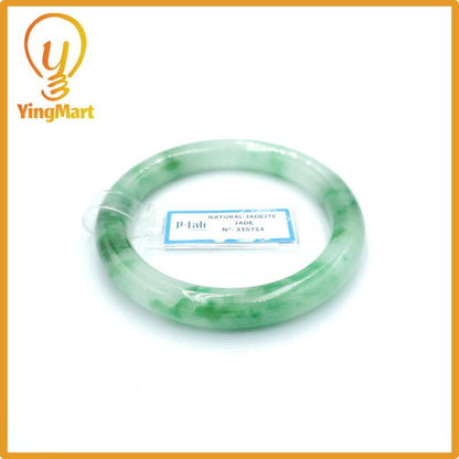Yingmart 53mm PNJ Certified Natural Color Grey White Natural Jadeite Jade Bangle Bracelet, Real Gemstone, Gift for Her Mom Grandma Sister