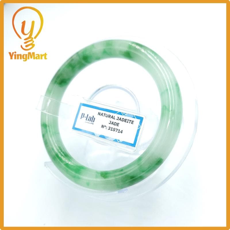 Yingmart 53mm PNJ Certified Natural Color Grey White Natural Jadeite Jade Bangle Bracelet, Real Gemstone, Gift for Her Mom Grandma Sister