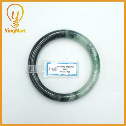 Yingmart  61mm PNJ Certified Natural Color Grey White Natural Jadeite Jade Bangle Bracelet, Real Gemstone, Gift for Her Mom Grandma Sister