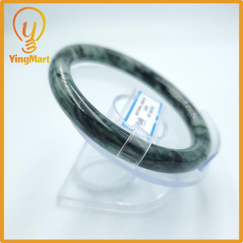 Yingmart  64mm PNJ Certified Natural Color Grey White Natural Jadeite Jade Bangle Bracelet, Real Gemstone, Gift for Her Mom Grandma Sister