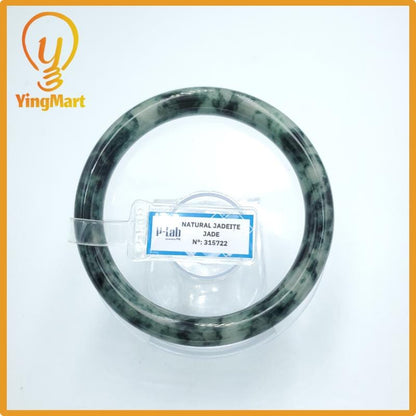 Yingmart  64mm PNJ Certified Natural Color Grey White Natural Jadeite Jade Bangle Bracelet, Real Gemstone, Gift for Her Mom Grandma Sister