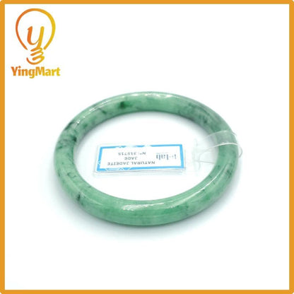 Yingmart 56mm PNJ Certified Natural Color Grey White Natural Jadeite Jade Bangle Bracelet, Real Gemstone, Gift for Her Mom Grandma Sister