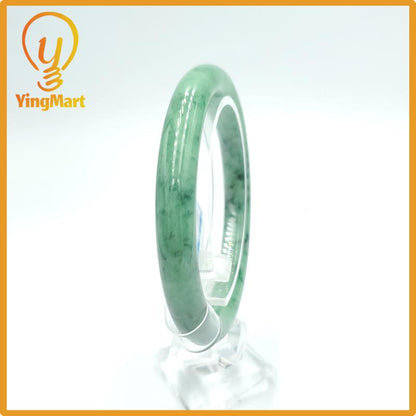 Yingmart 56mm PNJ Certified Natural Color Grey White Natural Jadeite Jade Bangle Bracelet, Real Gemstone, Gift for Her Mom Grandma Sister