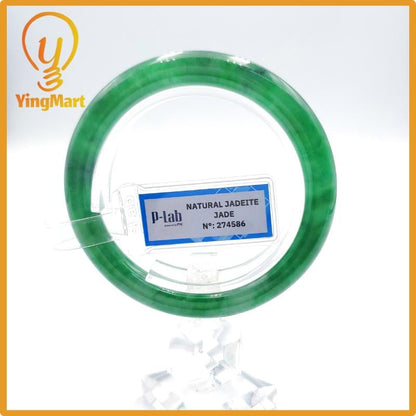 Yingmart 53mm PNJ274586 Certified Natural Color Grey White Natural Jadeite Jade Bangle Bracelet, Real Gemstone, Gift for Mom Grandma Sister