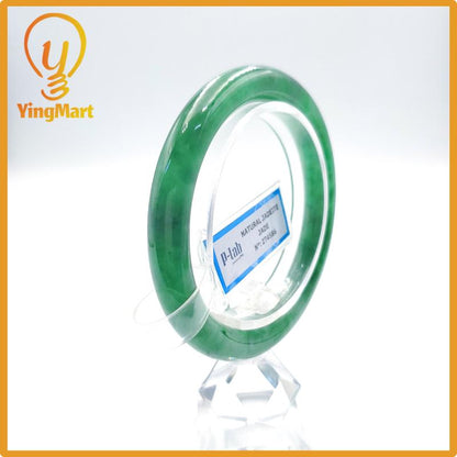Yingmart 53mm PNJ274586 Certified Natural Color Grey White Natural Jadeite Jade Bangle Bracelet, Real Gemstone, Gift for Mom Grandma Sister