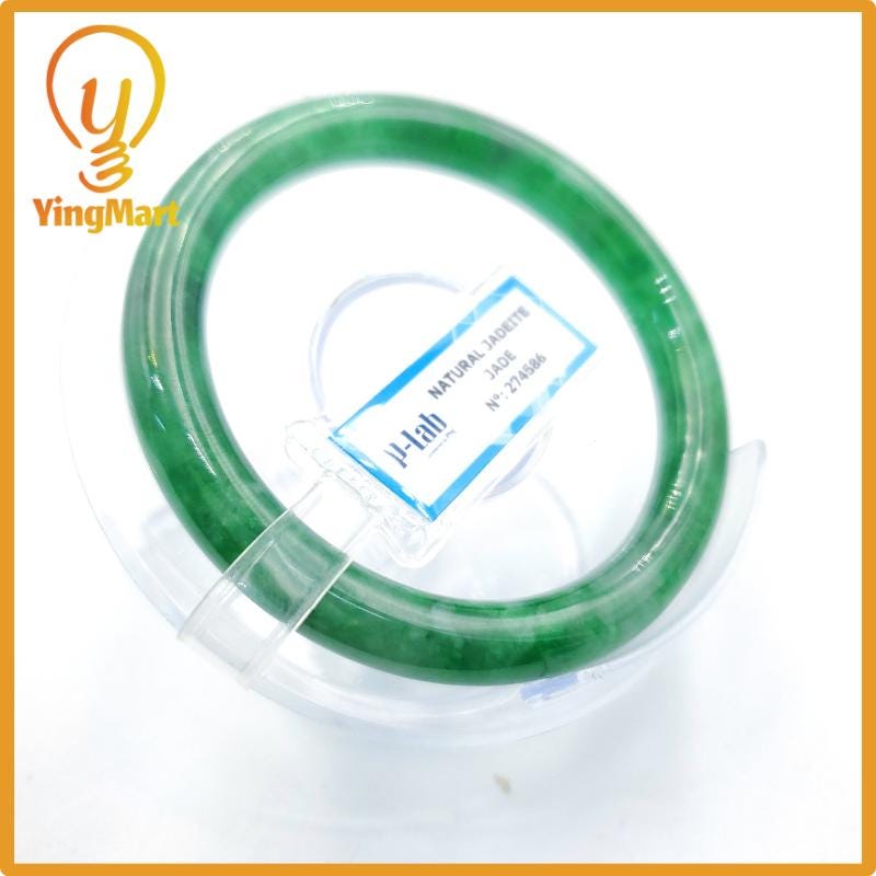 Yingmart 53mm PNJ274586 Certified Natural Color Grey White Natural Jadeite Jade Bangle Bracelet, Real Gemstone, Gift for Mom Grandma Sister