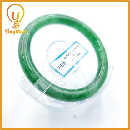 Yingmart 53mm PNJ274586 Certified Natural Color Grey White Natural Jadeite Jade Bangle Bracelet, Real Gemstone, Gift for Mom Grandma Sister