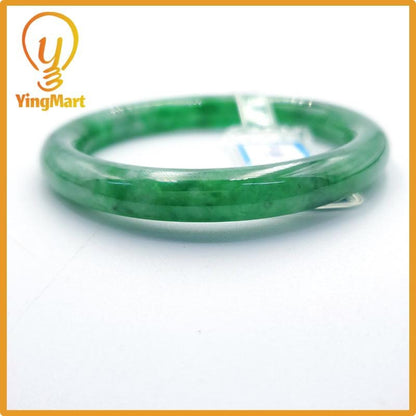 Yingmart 54mm PNJ274591 Certified Natural Color Grey White Natural Jadeite Jade Bangle Bracelet, Real Gemstone, Gift for Mom Grandma Sister