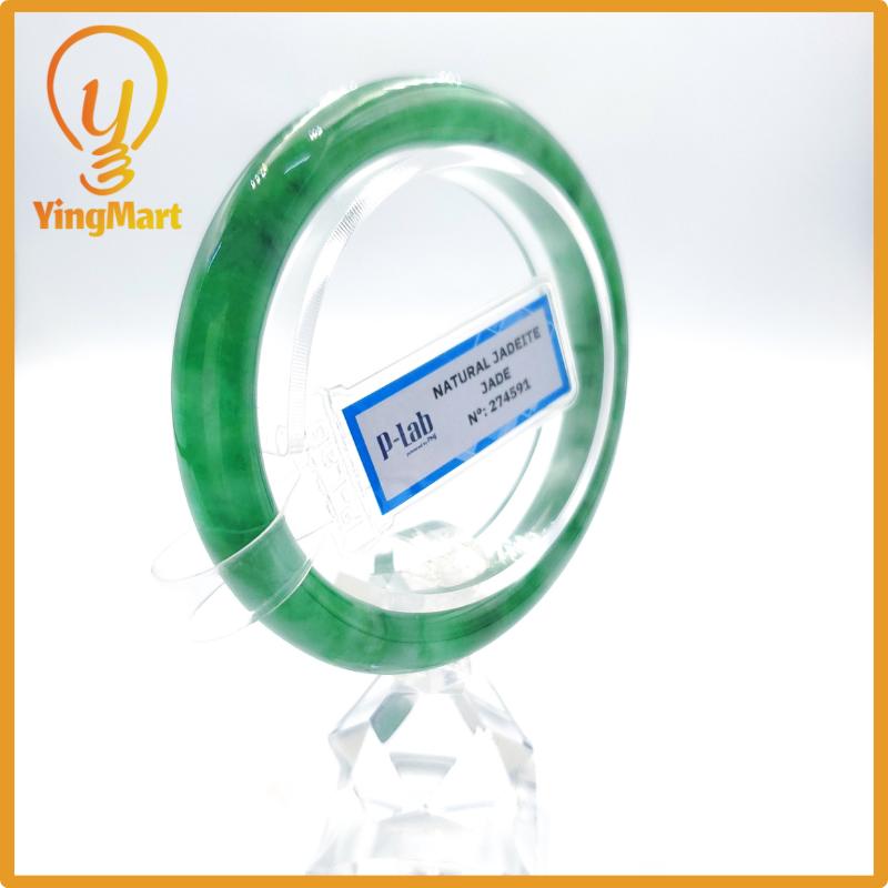 Yingmart 54mm PNJ274591 Certified Natural Color Grey White Natural Jadeite Jade Bangle Bracelet, Real Gemstone, Gift for Mom Grandma Sister