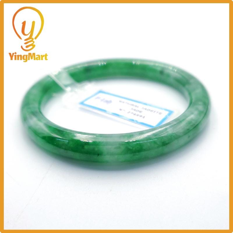 Yingmart 54mm PNJ274591 Certified Natural Color Grey White Natural Jadeite Jade Bangle Bracelet, Real Gemstone, Gift for Mom Grandma Sister