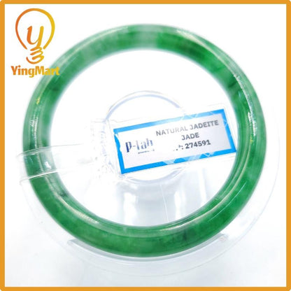 Yingmart 54mm PNJ274591 Certified Natural Color Grey White Natural Jadeite Jade Bangle Bracelet, Real Gemstone, Gift for Mom Grandma Sister