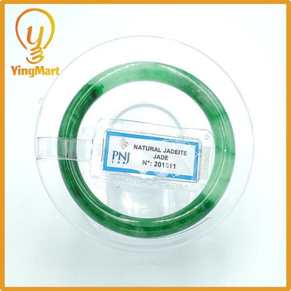 Yingmart  50mm PNJ Certified Natural Color Green White To Green, Black Natural Jadeite Jade Bangle, Real Gemstone, Gift for Her Mom Grandma