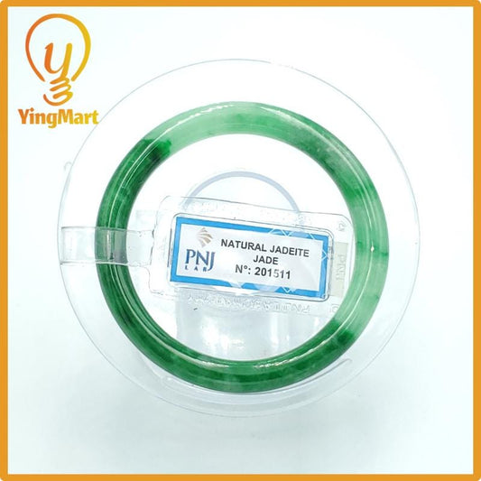 Yingmart  50mm PNJ Certified Natural Color Green White To Green, Black Natural Jadeite Jade Bangle, Real Gemstone, Gift for Her Mom Grandma