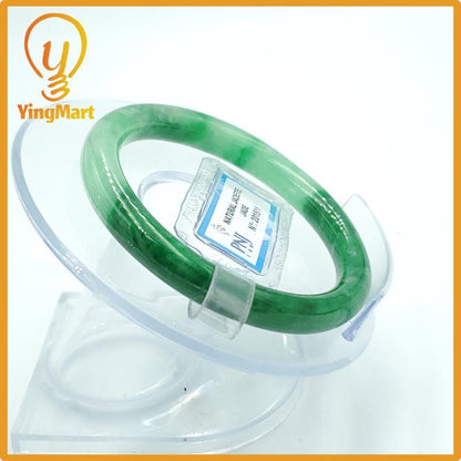 Yingmart  50mm PNJ Certified Natural Color Green White To Green, Black Natural Jadeite Jade Bangle, Real Gemstone, Gift for Her Mom Grandma