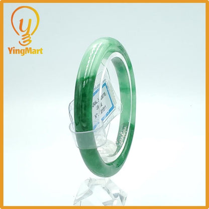 Yingmart  50mm PNJ Certified Natural Color Green White To Green, Black Natural Jadeite Jade Bangle, Real Gemstone, Gift for Her Mom Grandma