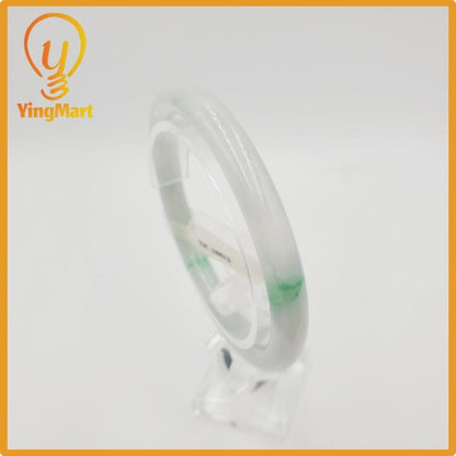 Yingmart  55mm PNJ Certified Natural Color Greyish Very Slightly To Slightly Green Natural Jadeite Jade Bangle, Real Gemstone, Gift for Her