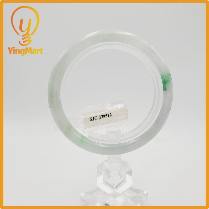Yingmart  55mm PNJ Certified Natural Color Greyish Very Slightly To Slightly Green Natural Jadeite Jade Bangle, Real Gemstone, Gift for Her