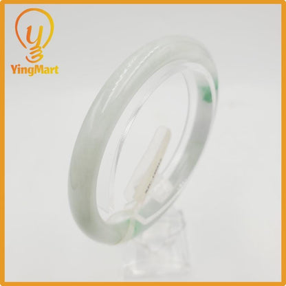 Yingmart  55mm PNJ Certified Natural Color Greyish Very Slightly To Slightly Green Natural Jadeite Jade Bangle, Real Gemstone, Gift for Her