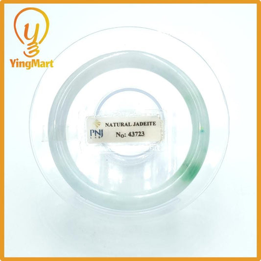 Yingmart  49mm PNJ Certified Natural Color Light Green To Grey White Natural Jadeite Jade Bangle, Real Gemstone, Gift for Her Mom Grandma