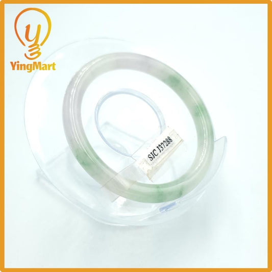 Yingmart  49mm PNJ Certified Natural Color Greyish Very Slightly Green Natural Jadeite Jade Bangle, Real Gemstone, Gift for Her Mom Grandma