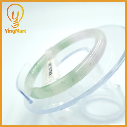 Yingmart  49mm PNJ Certified Natural Color Greyish Very Slightly Green Natural Jadeite Jade Bangle, Real Gemstone, Gift for Her Mom Grandma