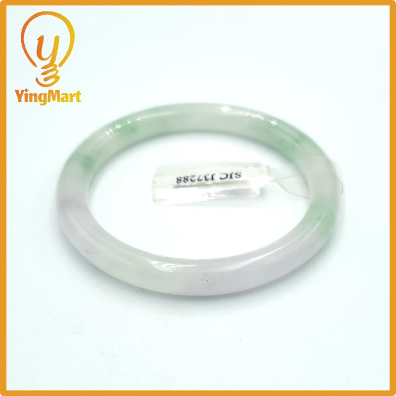 Yingmart  49mm PNJ Certified Natural Color Greyish Very Slightly Green Natural Jadeite Jade Bangle, Real Gemstone, Gift for Her Mom Grandma
