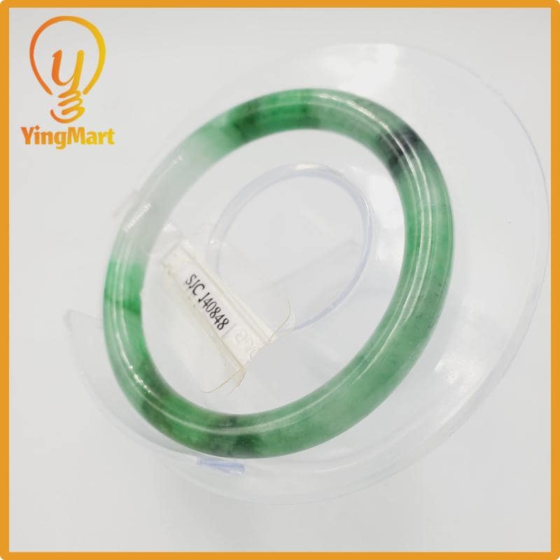 Yingmart  47mm PNJ Certified Natural Color Greyish Very Slightly Green To Very Dark Green Natural Jadeite Jade Bangle, Real Gemstone