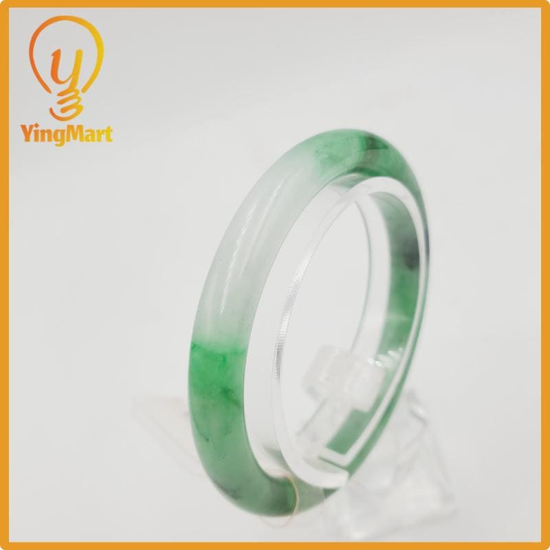 Yingmart  47mm PNJ Certified Natural Color Greyish Very Slightly Green To Very Dark Green Natural Jadeite Jade Bangle, Real Gemstone