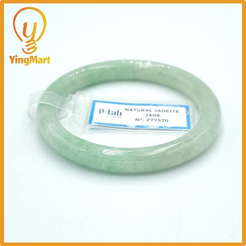 Yingmart  48mm PNJ Certified Natural Color Grey White Natural Jadeite Jade Bangle Bracelet, Real Gemstone, Gift for Her Mom Grandma Sister