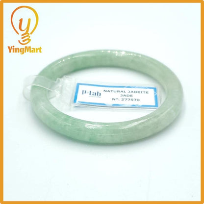 Yingmart  48mm PNJ Certified Natural Color Grey White Natural Jadeite Jade Bangle Bracelet, Real Gemstone, Gift for Her Mom Grandma Sister