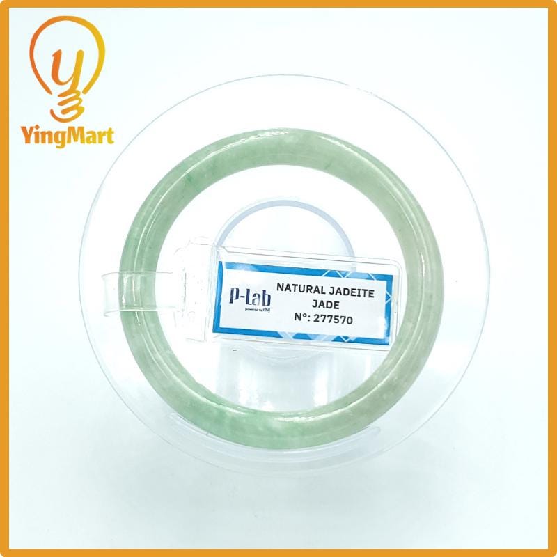 Yingmart  48mm PNJ Certified Natural Color Grey White Natural Jadeite Jade Bangle Bracelet, Real Gemstone, Gift for Her Mom Grandma Sister