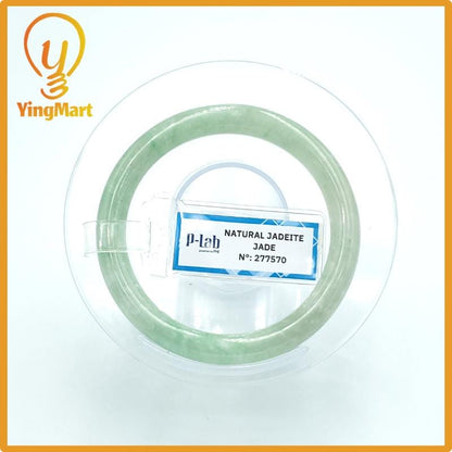 Yingmart  48mm PNJ Certified Natural Color Grey White Natural Jadeite Jade Bangle Bracelet, Real Gemstone, Gift for Her Mom Grandma Sister