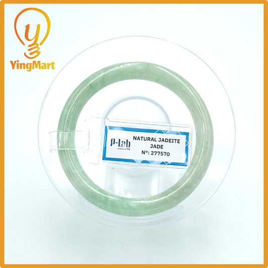 Yingmart  48mm PNJ Certified Natural Color Grey White Natural Jadeite Jade Bangle Bracelet, Real Gemstone, Gift for Her Mom Grandma Sister