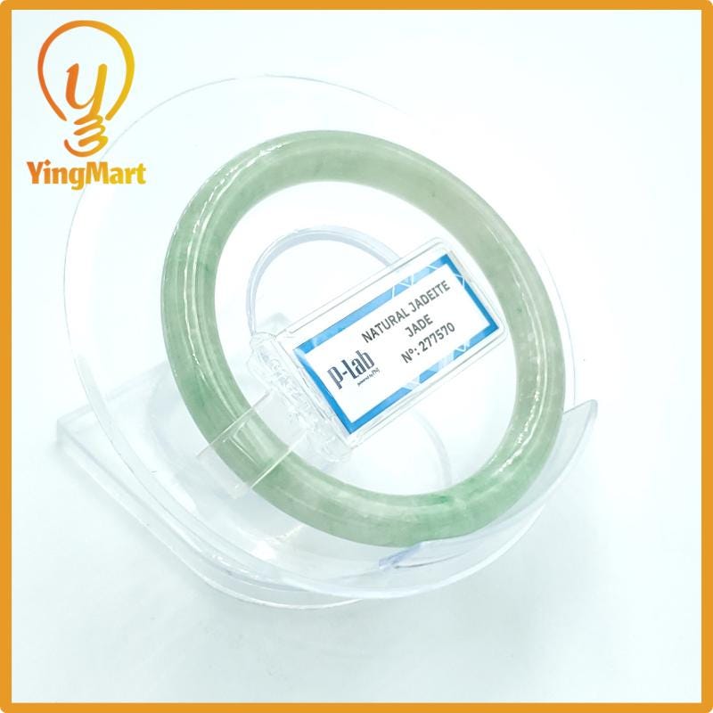 Yingmart  48mm PNJ Certified Natural Color Grey White Natural Jadeite Jade Bangle Bracelet, Real Gemstone, Gift for Her Mom Grandma Sister