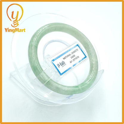 Yingmart  48mm PNJ Certified Natural Color Grey White Natural Jadeite Jade Bangle Bracelet, Real Gemstone, Gift for Her Mom Grandma Sister