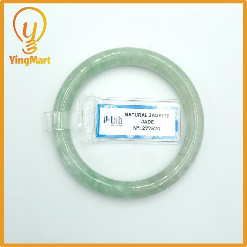 Yingmart  48mm PNJ Certified Natural Color Grey White Natural Jadeite Jade Bangle Bracelet, Real Gemstone, Gift for Her Mom Grandma Sister