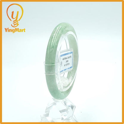 Yingmart  48mm PNJ Certified Natural Color Grey White Natural Jadeite Jade Bangle Bracelet, Real Gemstone, Gift for Her Mom Grandma Sister