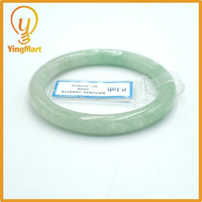 Yingmart  48mm PNJ Certified Natural Color Grey White Natural Jadeite Jade Bangle Bracelet, Real Gemstone, Gift for Her Mom Grandma Sister