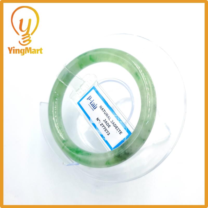 Yingmart  48mm PNJ Certified Natural Color Grey White Natural Jadeite Jade Bangle Bracelet, Real Gemstone, Gift for Her Mom Grandma Sister
