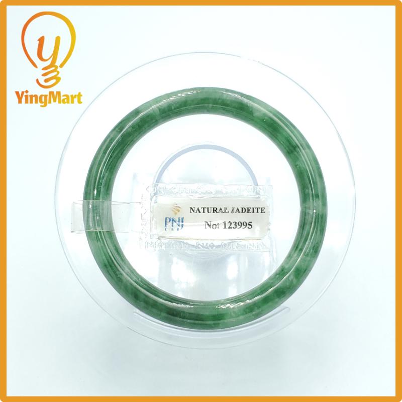 Yingmart  49mm PNJ Certified Natural Color Grey White Natural Jadeite Jade Bangle Bracelet, Real Gemstone, Gift for Her Mom Grandma Sister